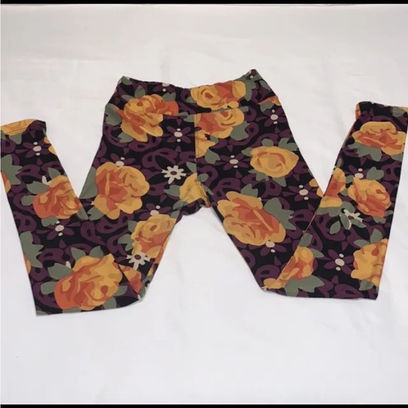 LuLaRoe Leggings - Wine & Gold - Super Soft - Picture 2 of 3